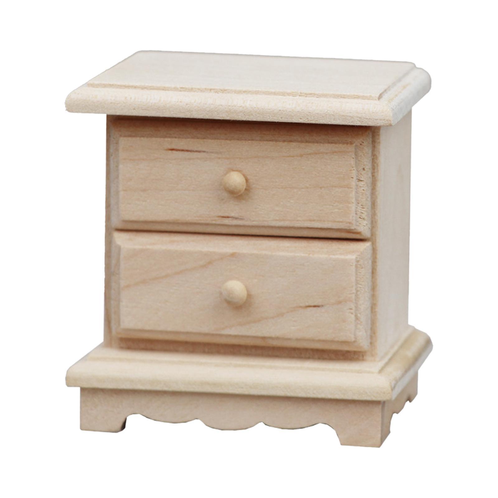 1/12 Dollhouse Bedside Table with Drawer Decor DIY for Girls Kids Preschool