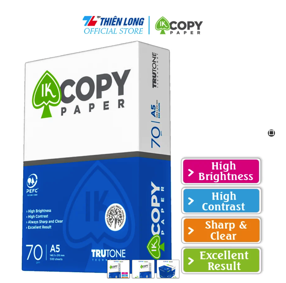 Combo 10 Ream giấy A5 70 gsm IK Copy - Hàng nhập khẩu Indonesia hàng nguyên thùng tiện lợi hơn