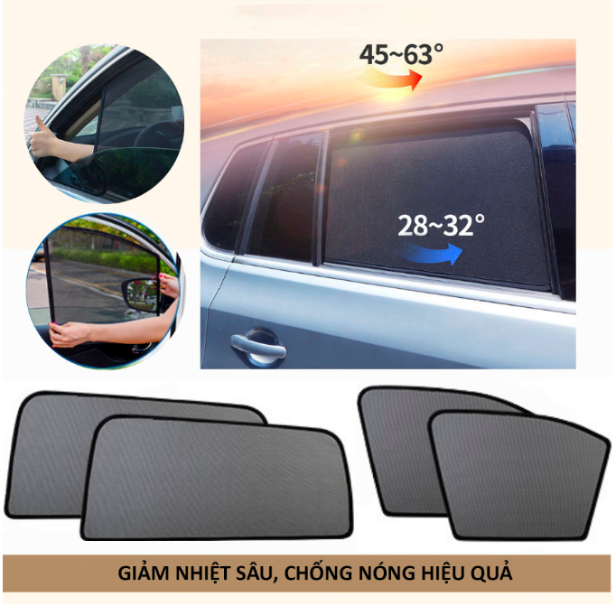 Bộ rèm nam châm che nắng ô tô, rèm che nắng, chắn nắng ô tô cao cấp, phù hợp cho từng hãng xe