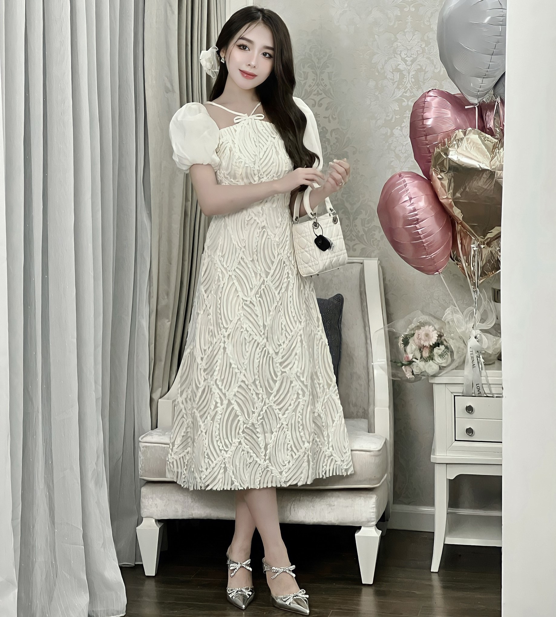Đầm Ren Thiết Kế MAY I56 Chất Liệu Ren Phối Tơ - Đầm Dự Tiệc Sang Trọng Chuẩn MAY