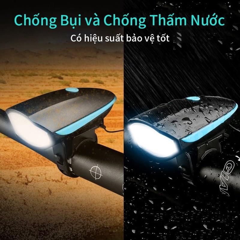 Đèn kiêm còi xe đạp mã 7588 độ sáng 250lm, cường độ âm thanh 140db