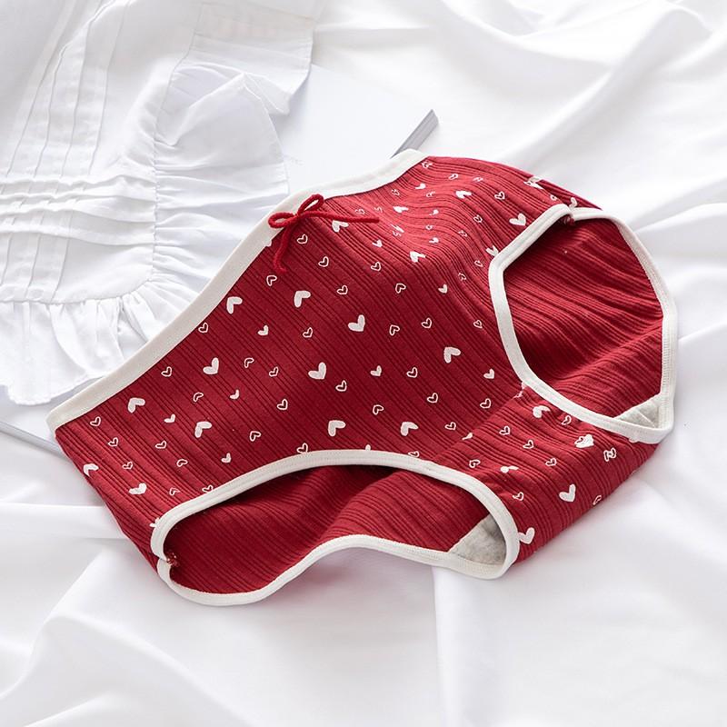 Quần Lót Cotton Co Dãn 4D Tim Đỏ