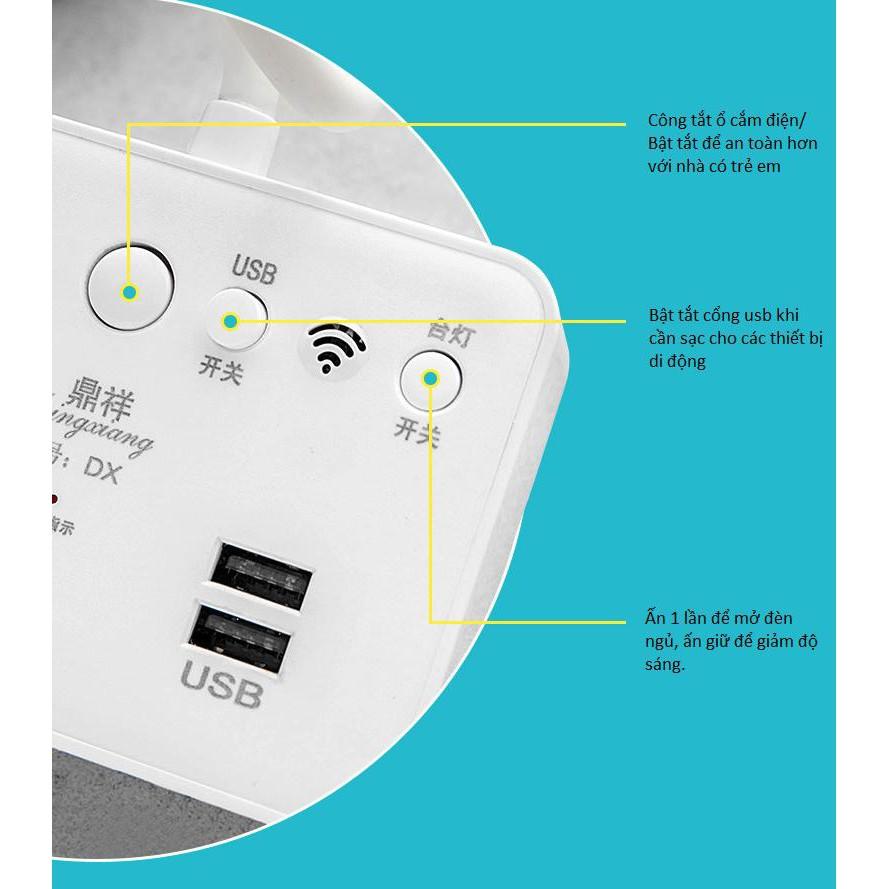 Ổ điện USB kiêm đèn bàn có Remote