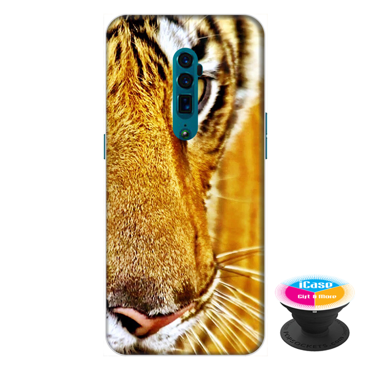 Ốp lưng điện thoại Oppo Reno 10X Zoom hình Mắt Hổ tặng kèm giá đỡ điện thoại iCase xinh xắn - Hàng chính hãng