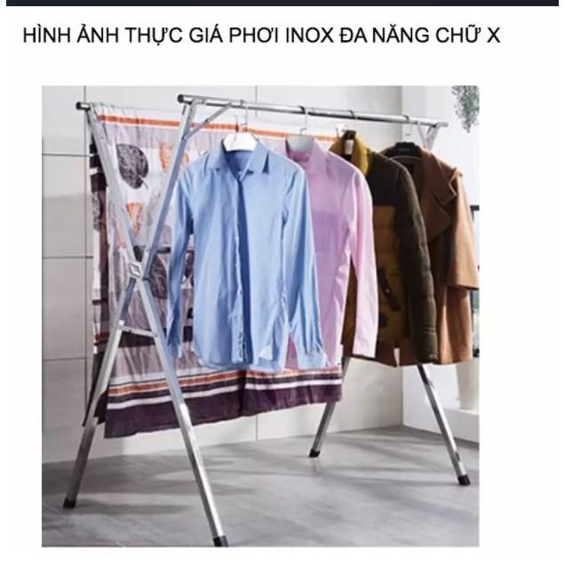 Giá Phơi Quần Áo Sào phơi đồ đôi Hình Chữ X 2,4m + tặng kèm móc treo