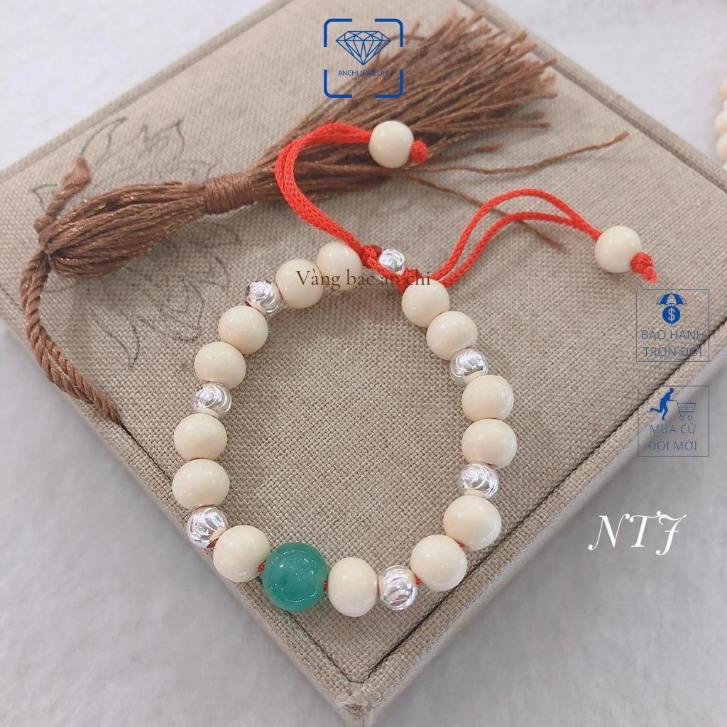 Vòng dâu tằm bi bạc đá phong thủy cho bé, người lớn đều đeo được, trang sức Anchi jewelry