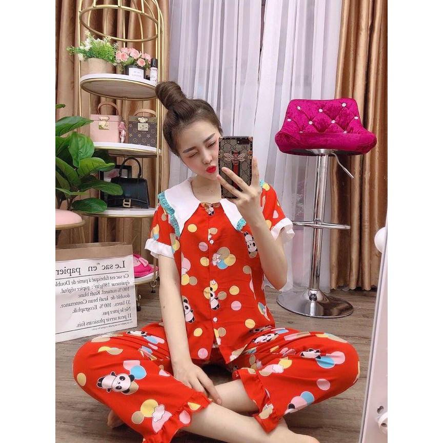 BỘ PIJAMA TIỂU THƯ LỤA HÀN QUẦN DÀI , TAY NGẮN, 40 -59kg