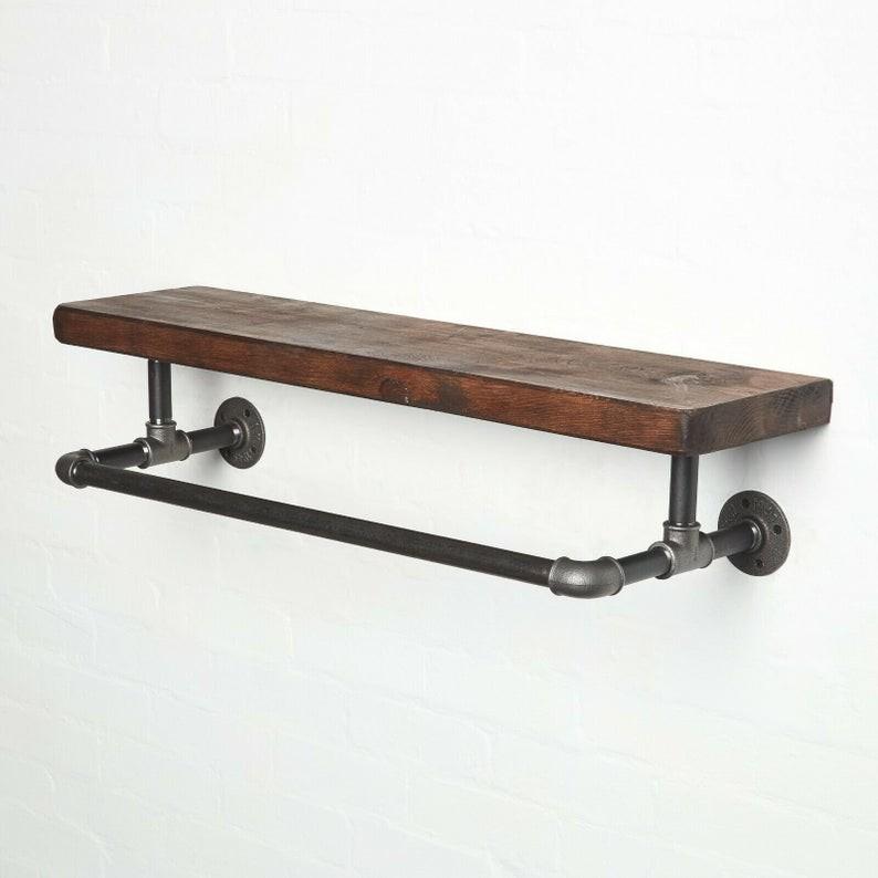 Kệ treo tường ống nước vintage, kệ ống nước cao cấp kiêm giá treo quần áo decor trang trí đẹp