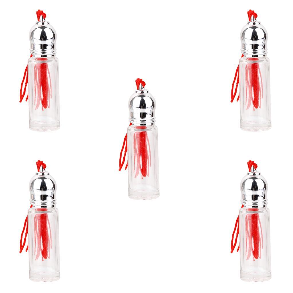 5pcs 5ml Tassel Glass Empty Bottles Essential Oil Perfume Vials