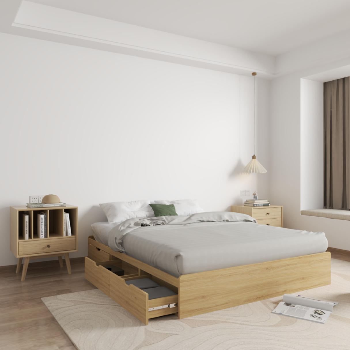 [Happy Home Furniture]  BONY, Giường ngủ -  3 ngăn kéo, GNG_017, GNG_018, GNG_019, GNG_020