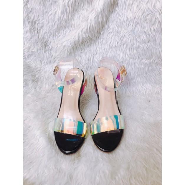 Giày Cao Gót 9p Quai Trong Cầu Vòng