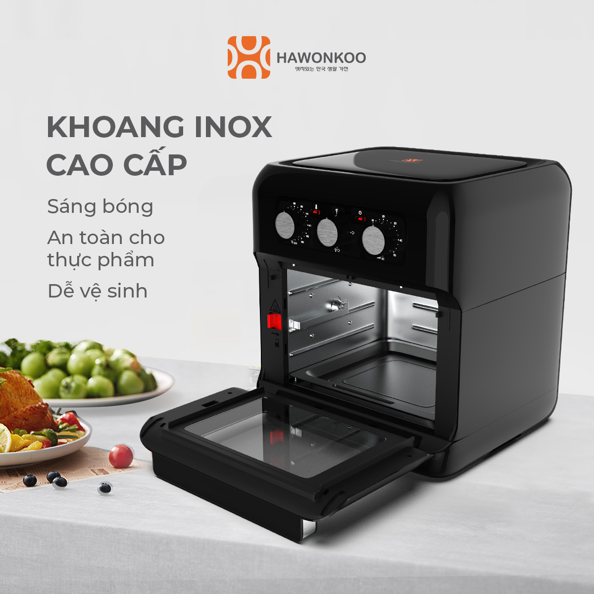 Nồi Chiên Không Dầu Cơ HAWONKOO AFH-100-TQ 10 Lít 1500W Hàng Chính Hãng Bảo Hành 12 Tháng - Thương Hiệu Hàn Quốc