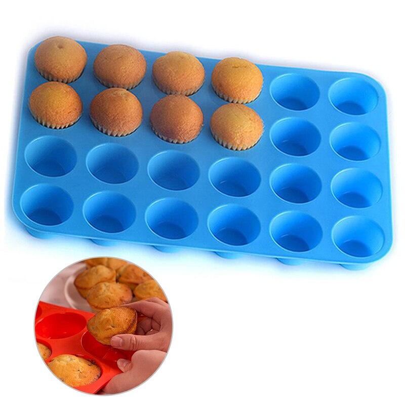 Khuôn Silicone 24 Khoang Khay Chảo Ốp Mini Cupcake Cookie Máy Nướng Khuôn Nướng Bánh Muffin Cốc Silicone