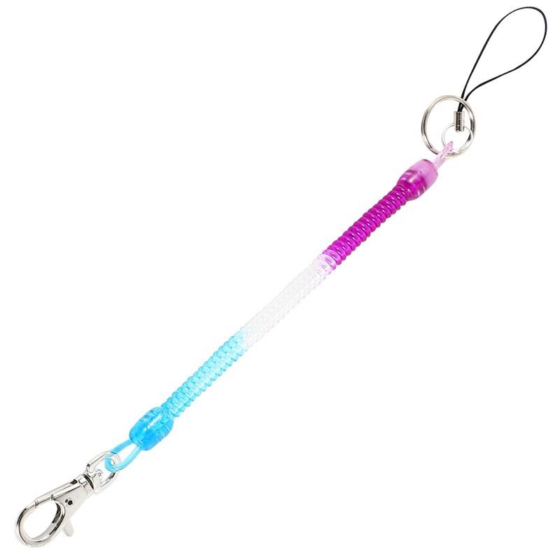 Lobster Hook Purple Blue Spring Stretchy Coil Keyring Keychain Strap Rope Cord