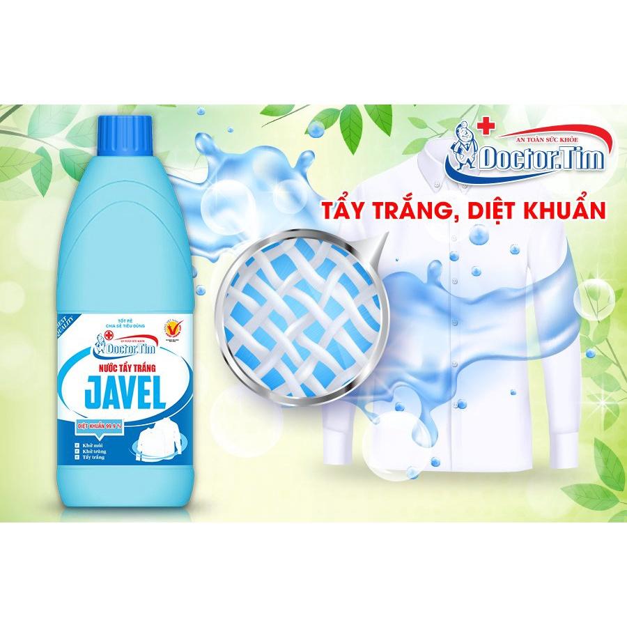 Nước Tẩy JAVEL quần áo trắng sạch như mới, Chai 500ml