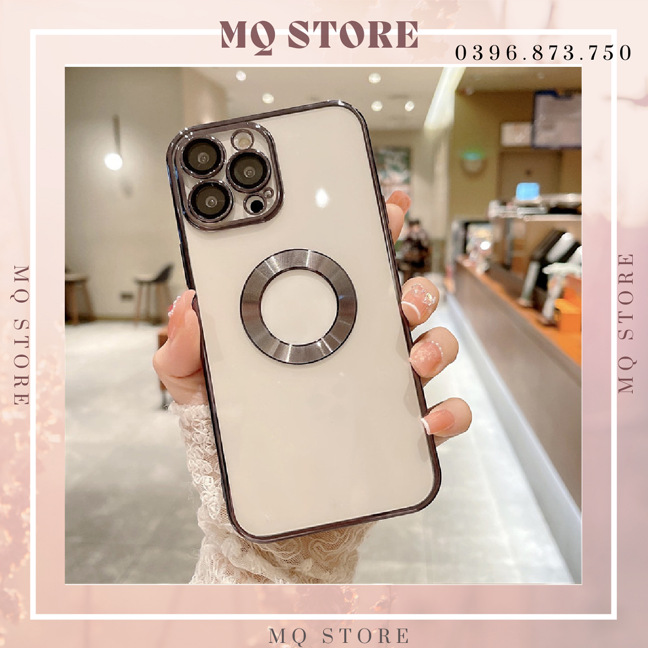 Ốp lưng viền màu lưng trong khoét tròn logo sang trọng dành cho iPhone 14, 14 Max, 14 Pro,14 Pro Max