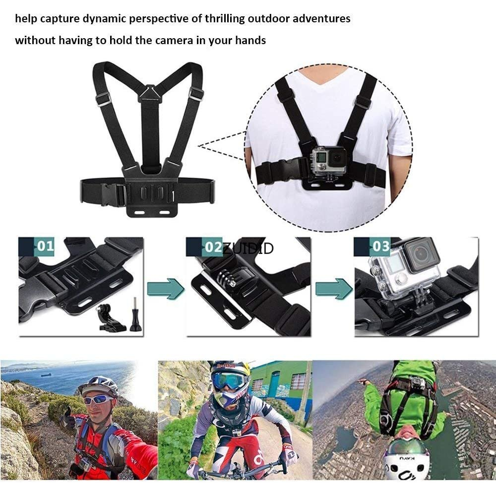 Dây đeo dây đeo dây đai cho GoPro Hero 11 10 9 8 7 6 5 4 3 Insta360 DJI Hành động 3 2 Máy ảnh khai thác GO Pro SJCAM Phụ kiện