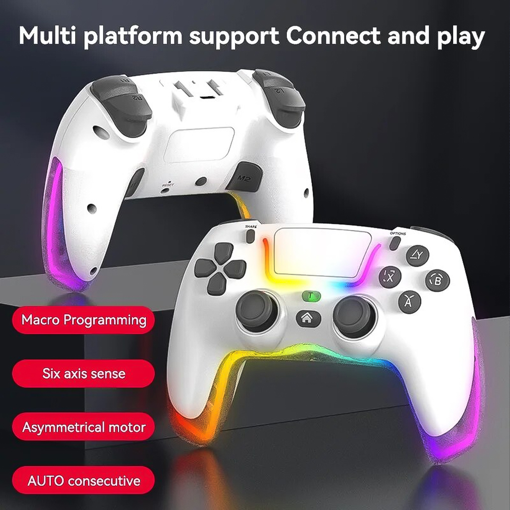 Tay cầm chơi game Vinetteam P07 LED RGB siêu rung - Kết Nối Bluetooth và Dây TypeC - Hỗ Trợ PC/Laptop/Smart Phone, Tay Cầm Chơi Game FO4 Đa Năng - hàng chính hãng