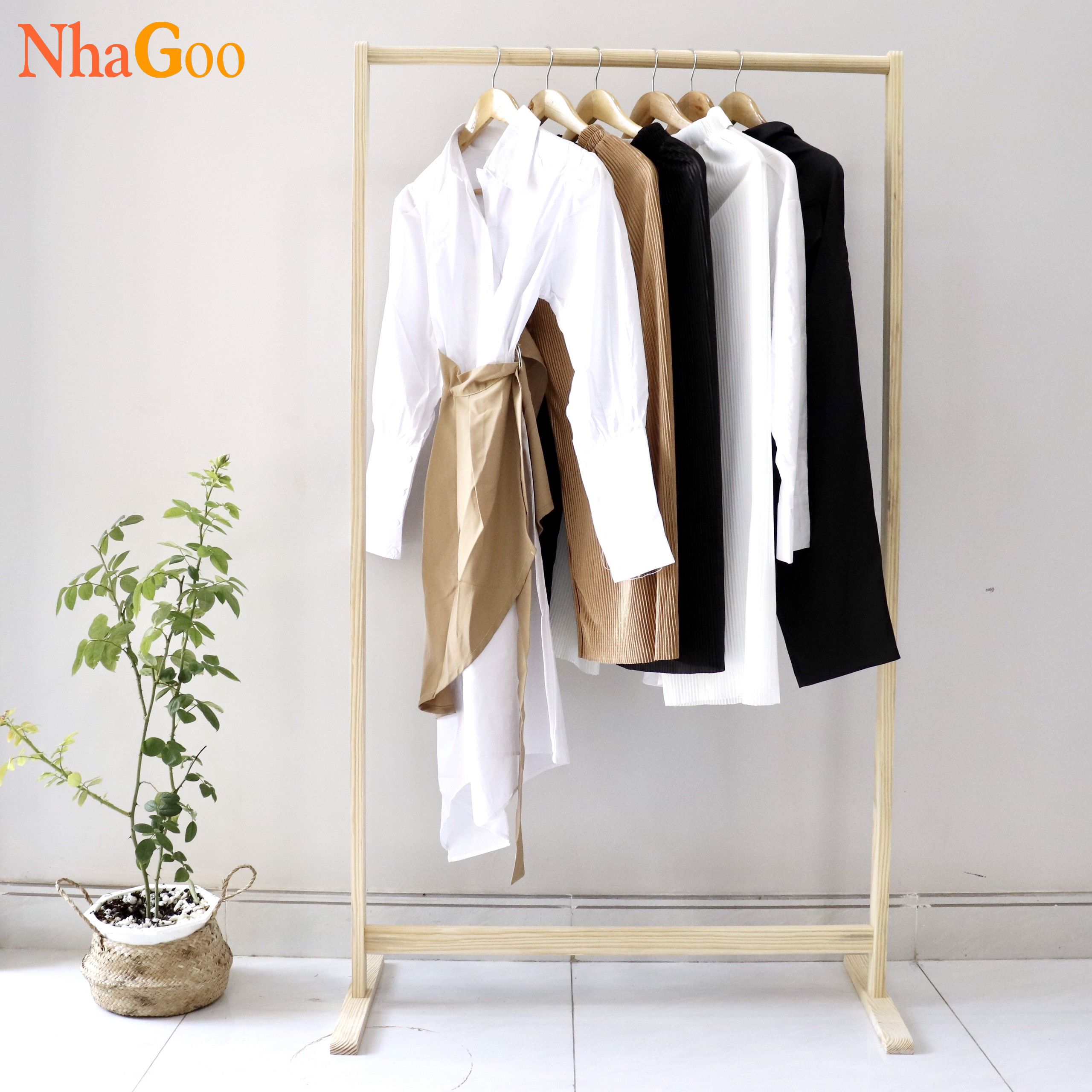 Giá Treo Quần Áo Gỗ Thanh Đơn NHAGOO Cao 150cm