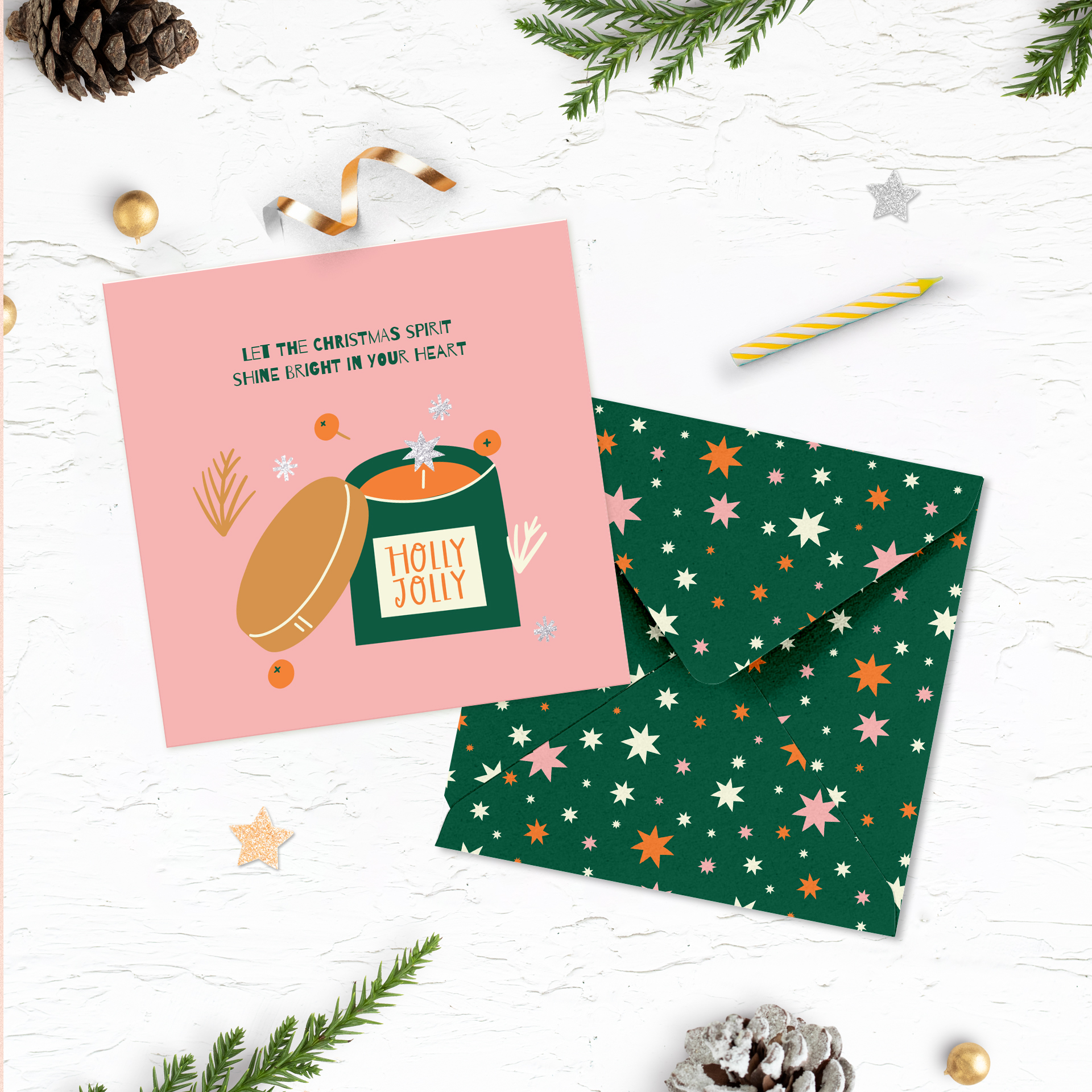 Set 5 thiệp giáng sinh noel năm mới SDstationery Cozy Christmas, màu sắc ấm áp, ép kim sang trọng, khổ vuông 12x12cm