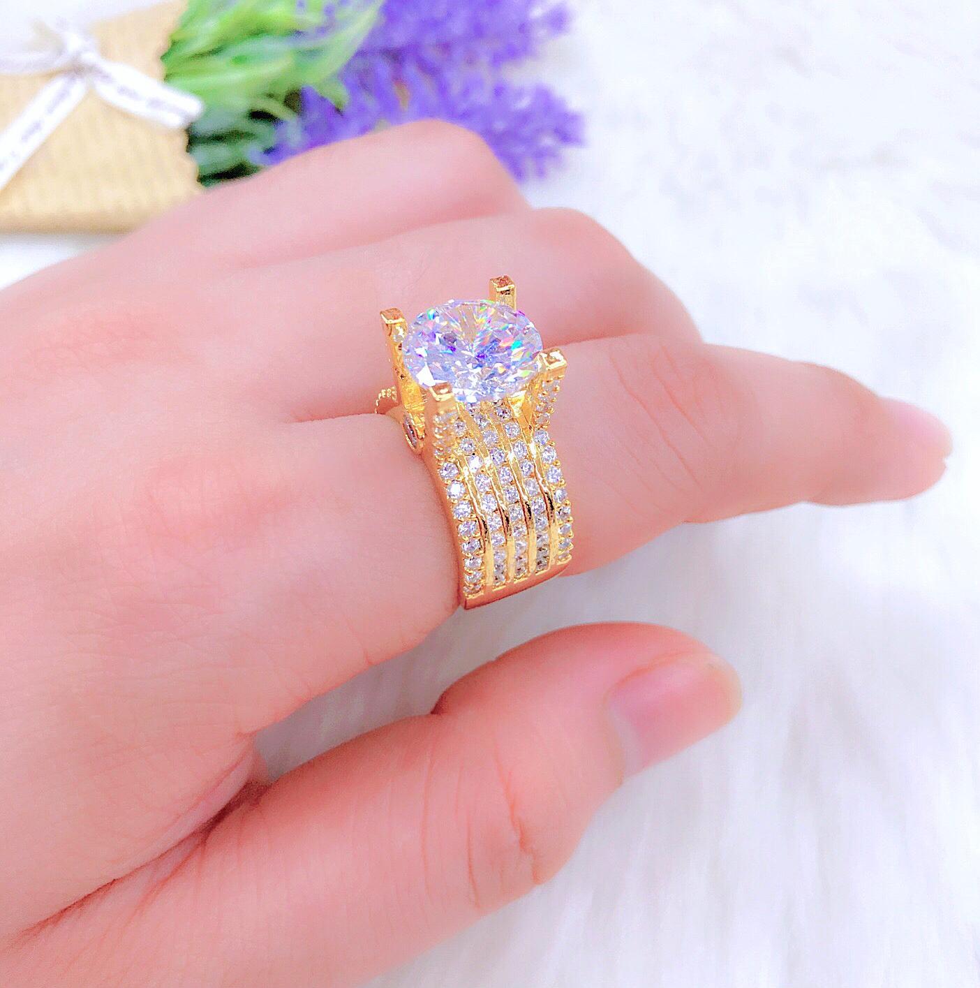 Nhẫn nữ đính xoàn mạ vàng 18k EKHM4123AC