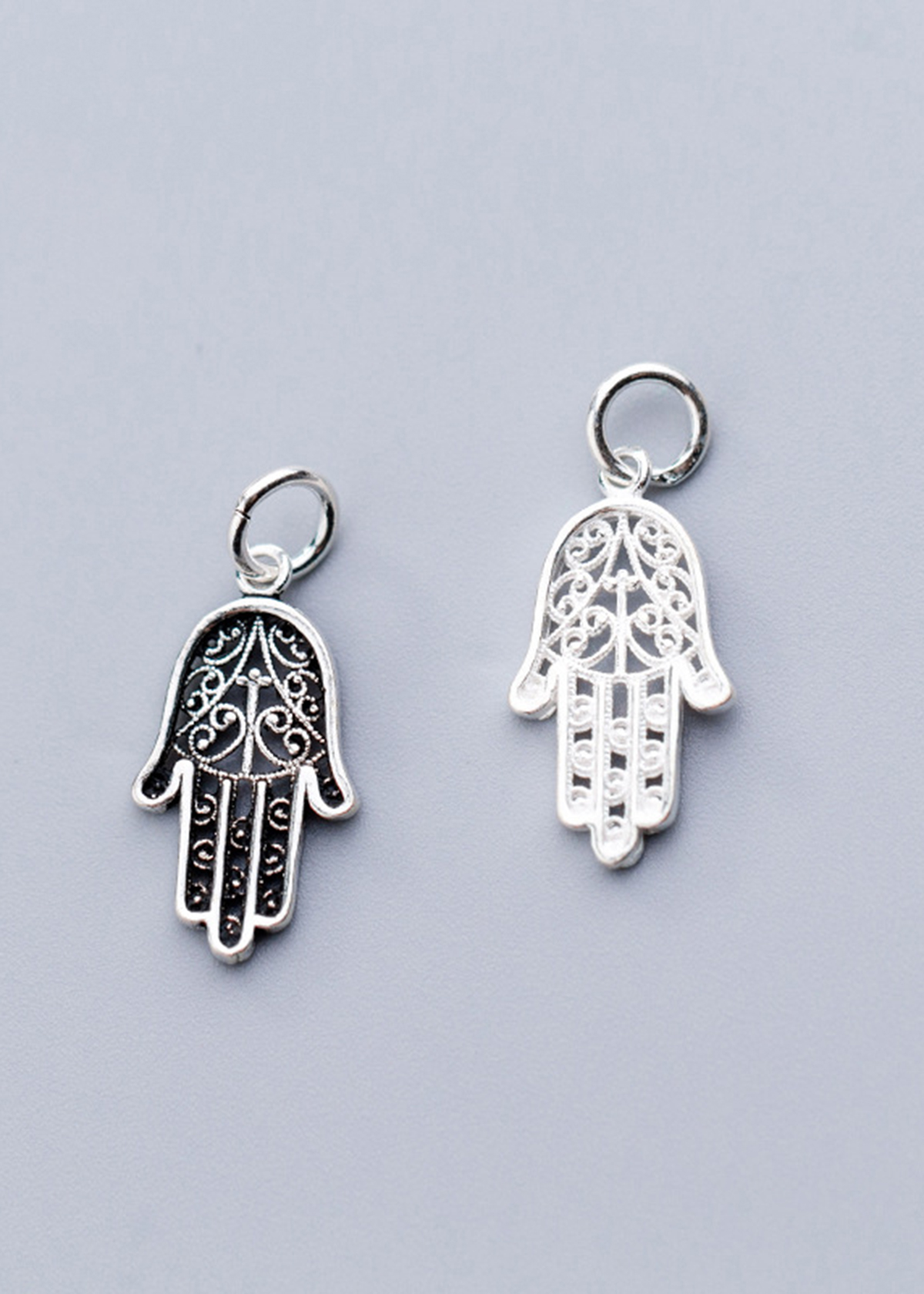 Combo 3 cái charm bạc hình bàn tay hamsa treo - Ngọc Quý Gemstones