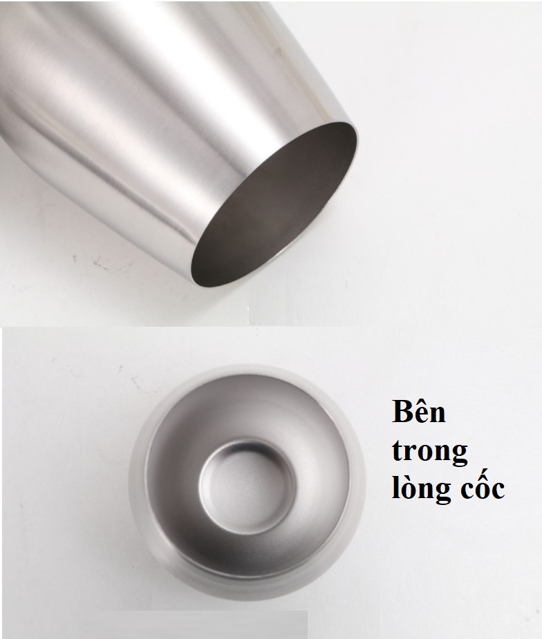1 Ly cốc uống nước, bia, café, súc miệng không nắp hình quả trứng bằng thép không gỉ, inox 304 cao cấp