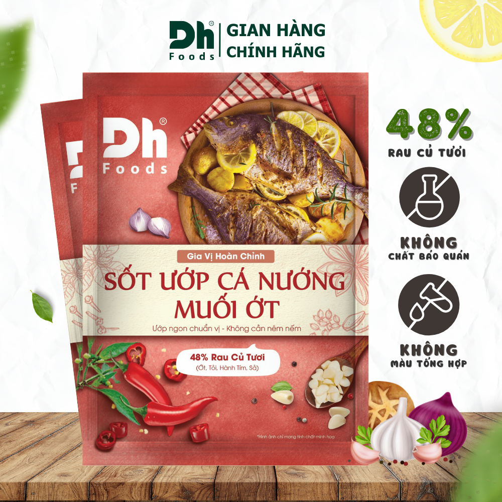 Combo Sốt Cá Nướng Muối Ớt cay Dh Foods 65gr - Sốt ướp đồ nướng hoàn chỉnh từ rau củ tươi