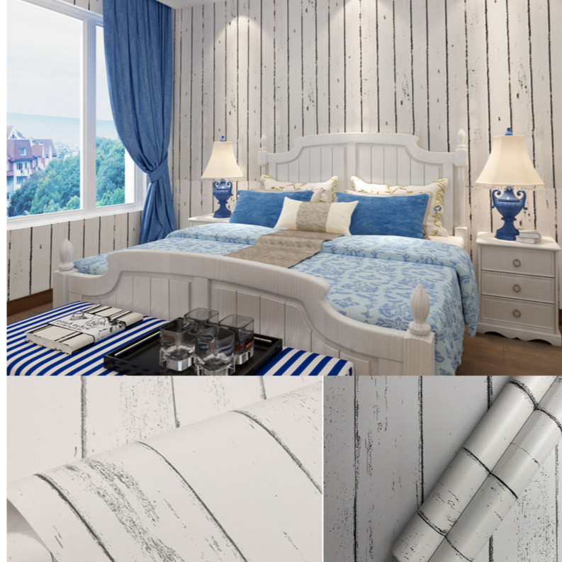 Cuộn 5m Decal Giấy Dán Tường giả vân sọc trắng