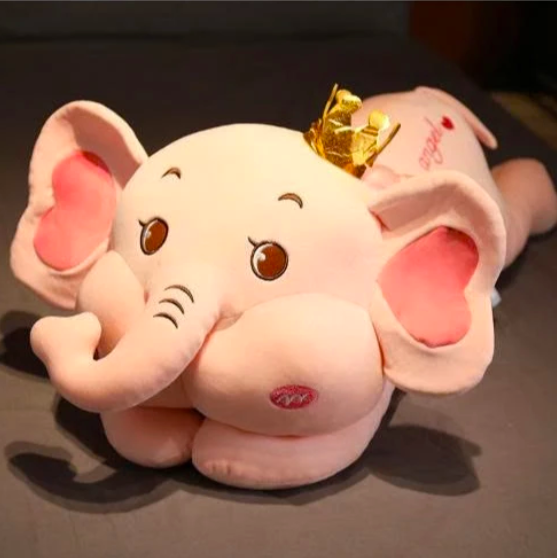 Thú nhồi bông voi đội vương miệng đáng yêu - Size 70cm đến 1m1 - Quà tặng gấu bông con voi êm mịn cho bé