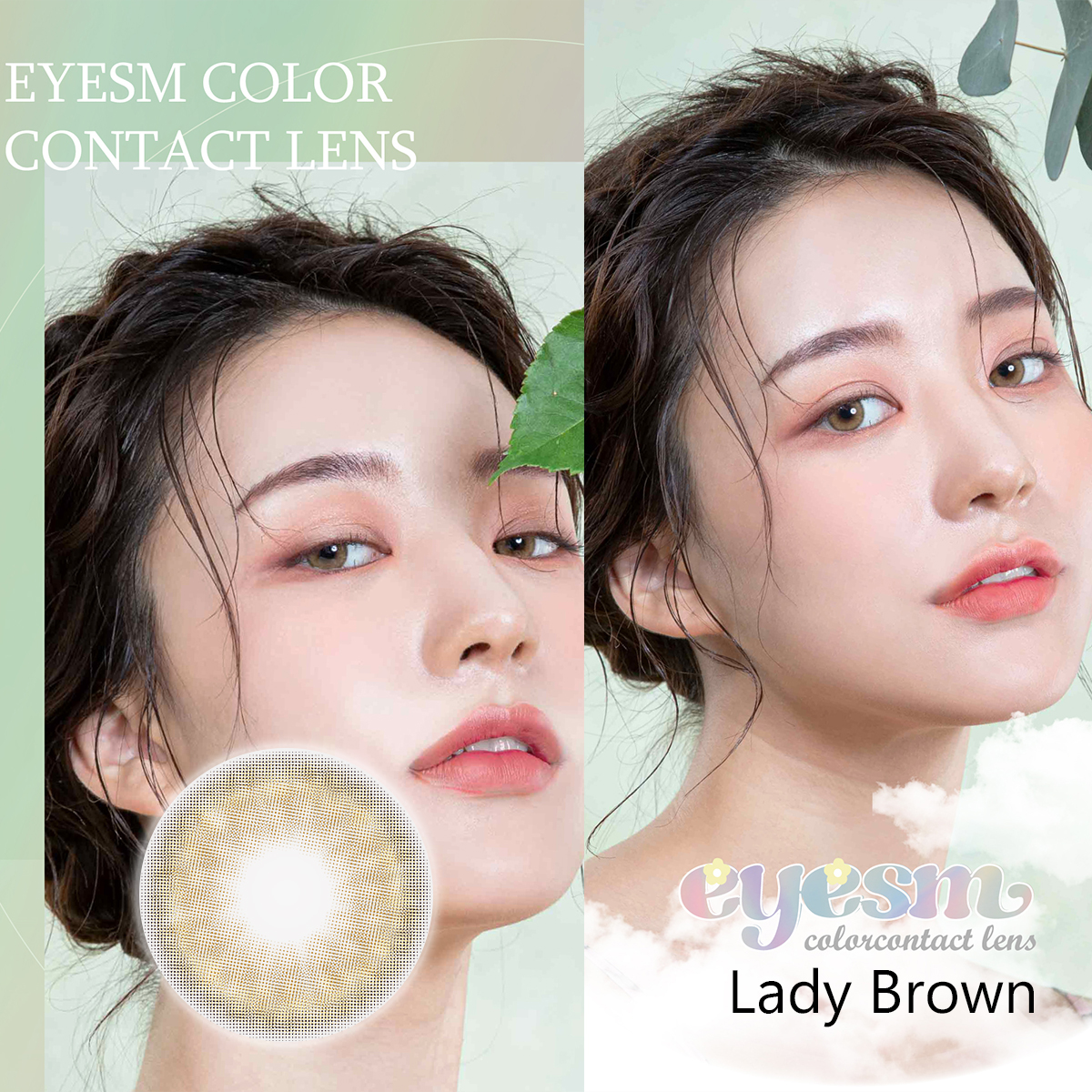 Kính áp tròng Eyesm Lady Brown - Lens màu mắt nâu 1-6 tháng