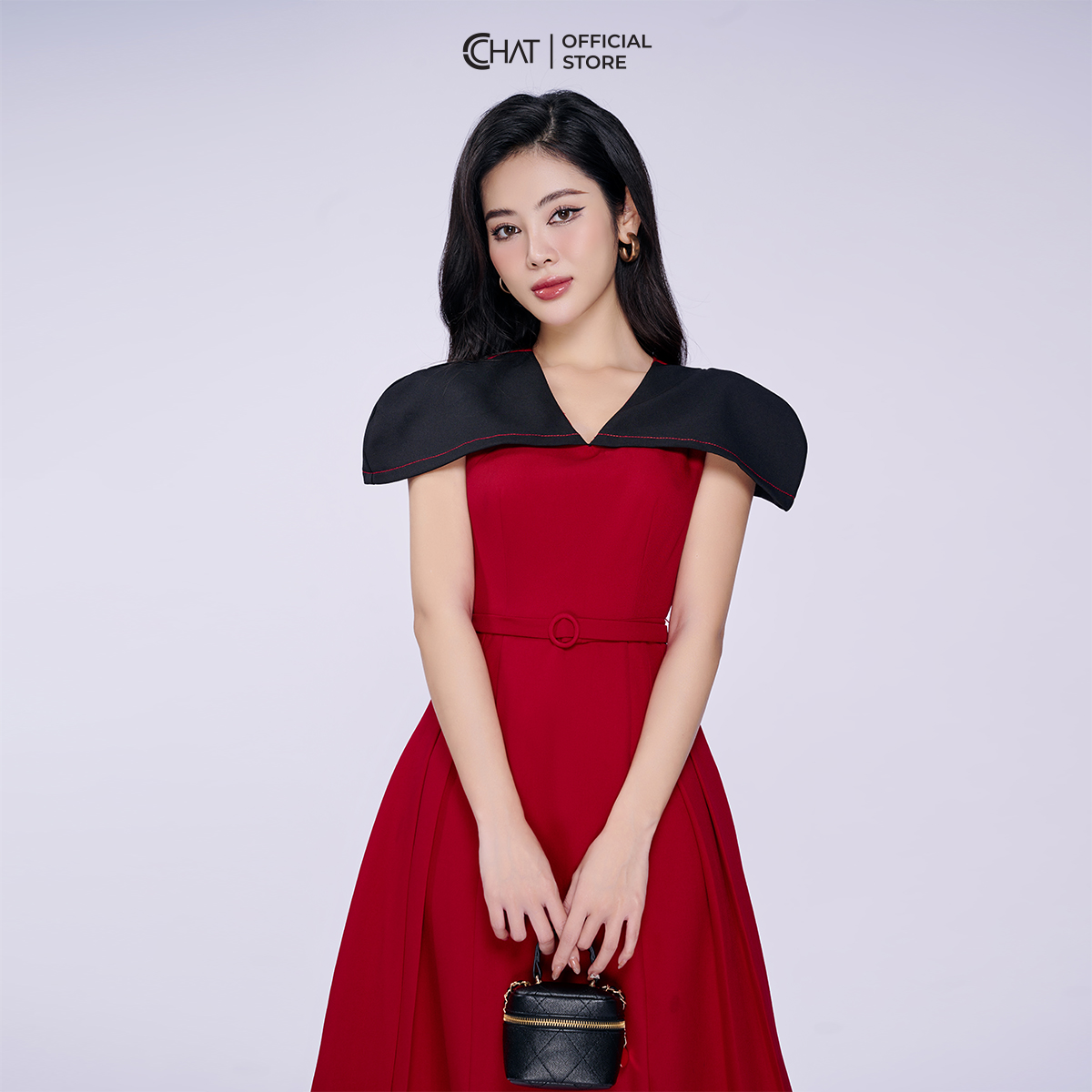 Đầm Nữ Xòe Vai Liền Ôm Tay Chất Liệu Tuytsi Cao Cấp 62VNS8022XT