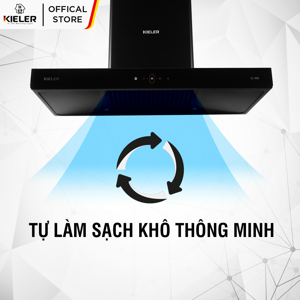 Máy hút mùi gắn tường Kieler KL-V904 công suất hút cao, điều khiển cảm ứng - Hàng Chính Hãng Miễn Phí Vận Chuyển Và Lắp Đặt