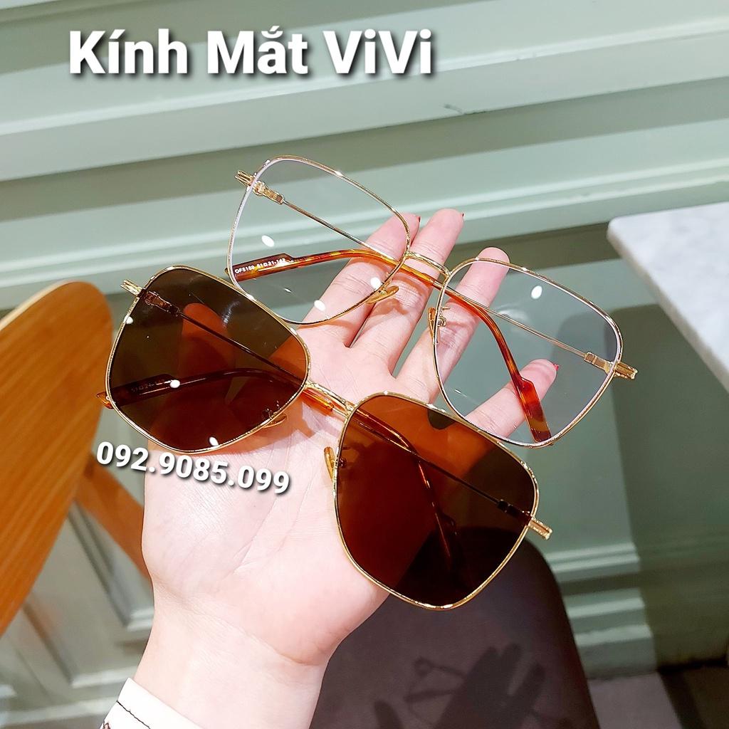 Kính mát nam nữ mắt vuông vát cạnh kim loại chống UV màu sắc thời trang VIVIEYEWEAR OF5159