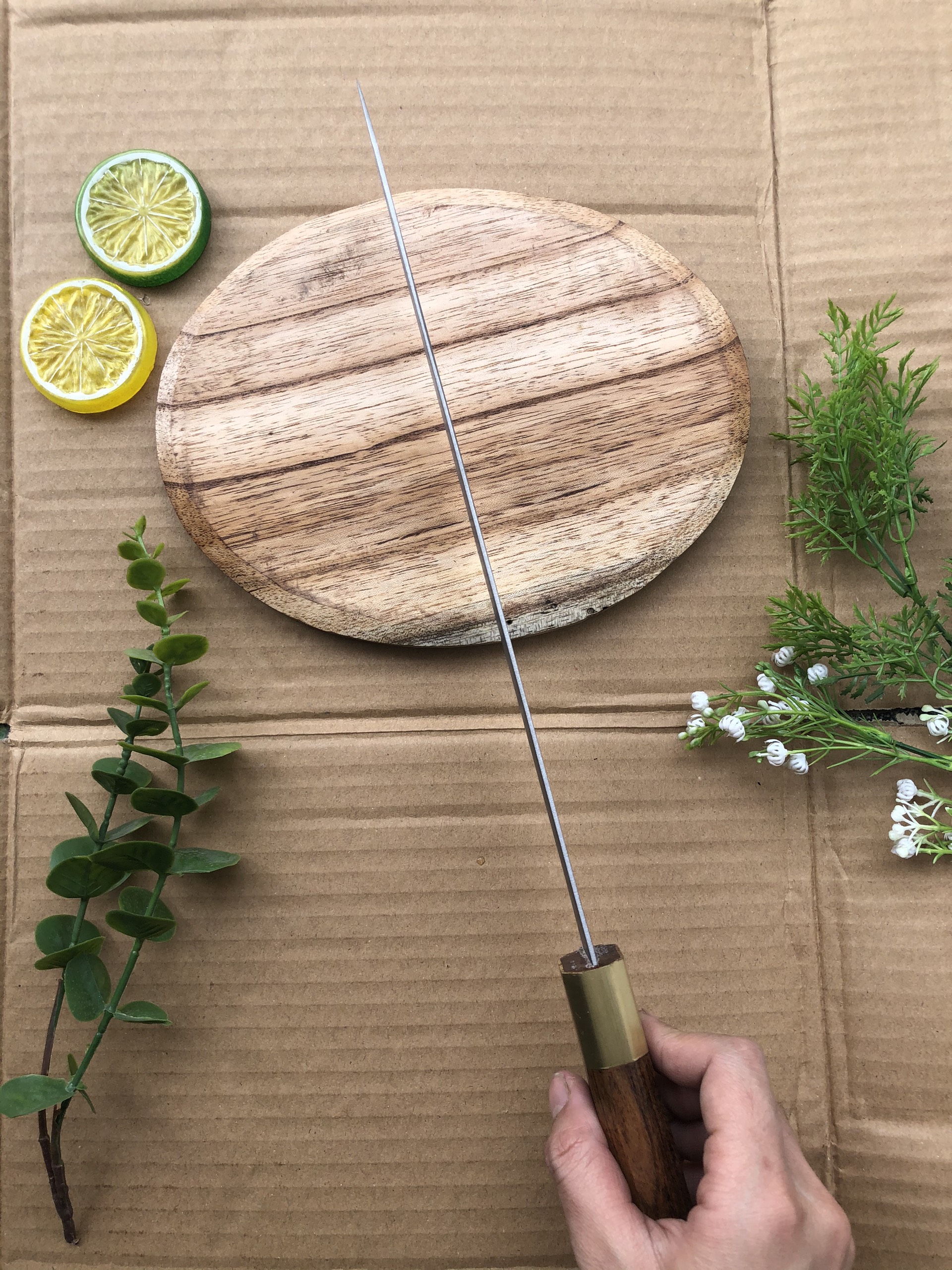 dao sashimi nhọn đầu 30cm bằng thép trắng