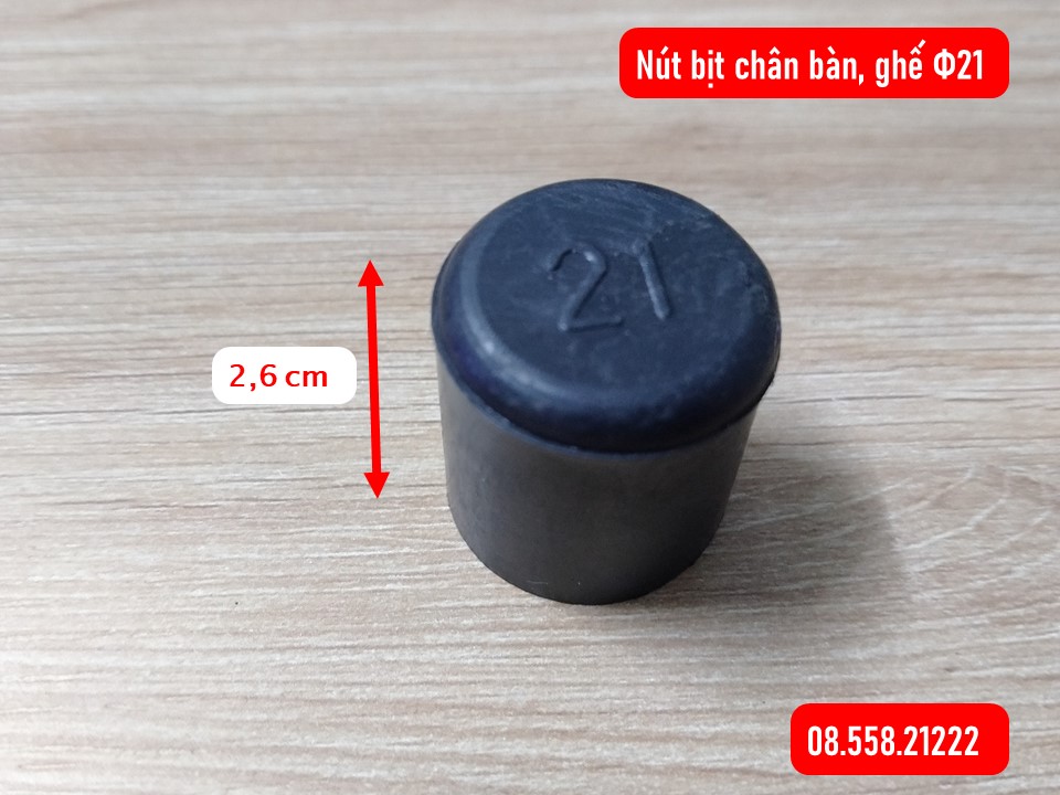 Nút đế cao su tròn 21 gắn chân bàn ghế, bịt ống sắt, inox. Chống ồn, trầy xước gạch, đá, sàn gỗ