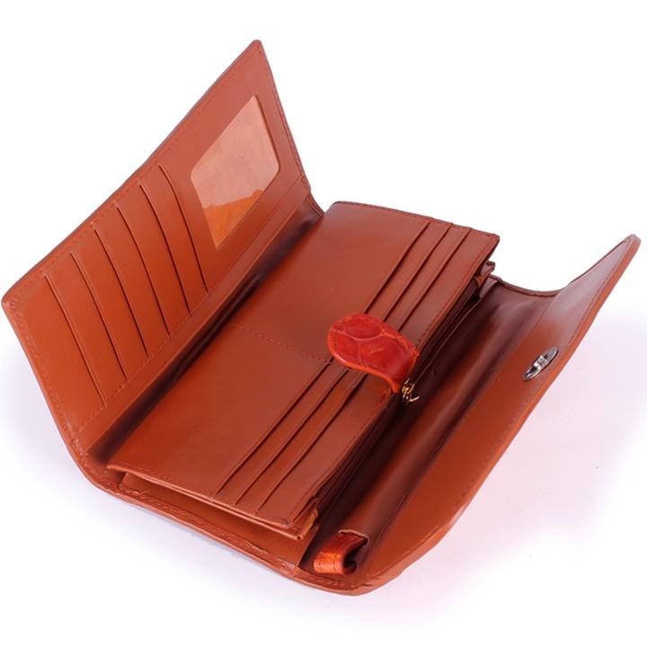 HC3201-02-03-07 - Bóp nữ da Huy Hoàng 3 gấp gai màu vàng bò, đen, nâu đỏ, nâu đất