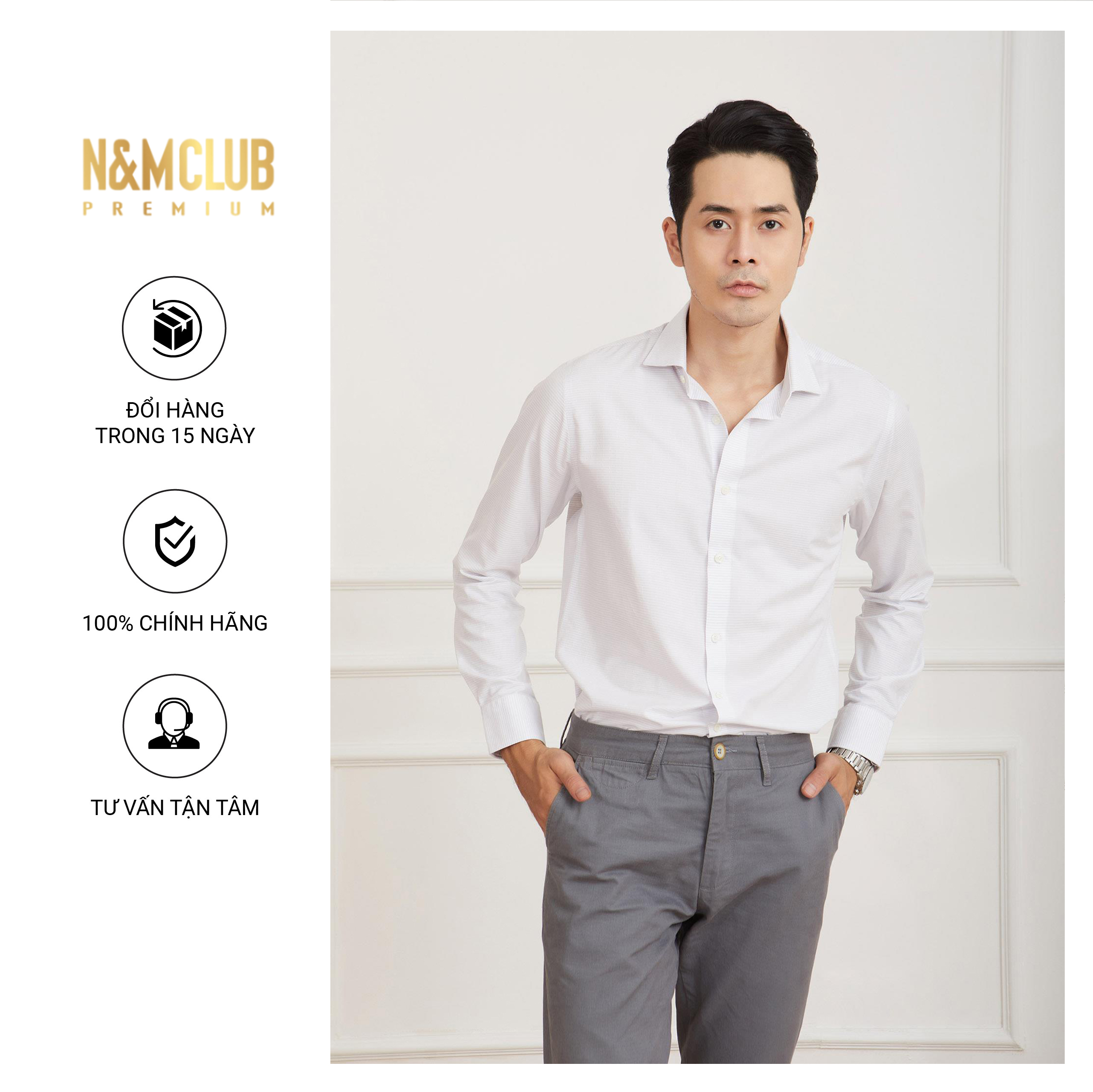 N&amp;MCLUB Áo Sơ Mi Bamboo Nam Tay Dài 2104008