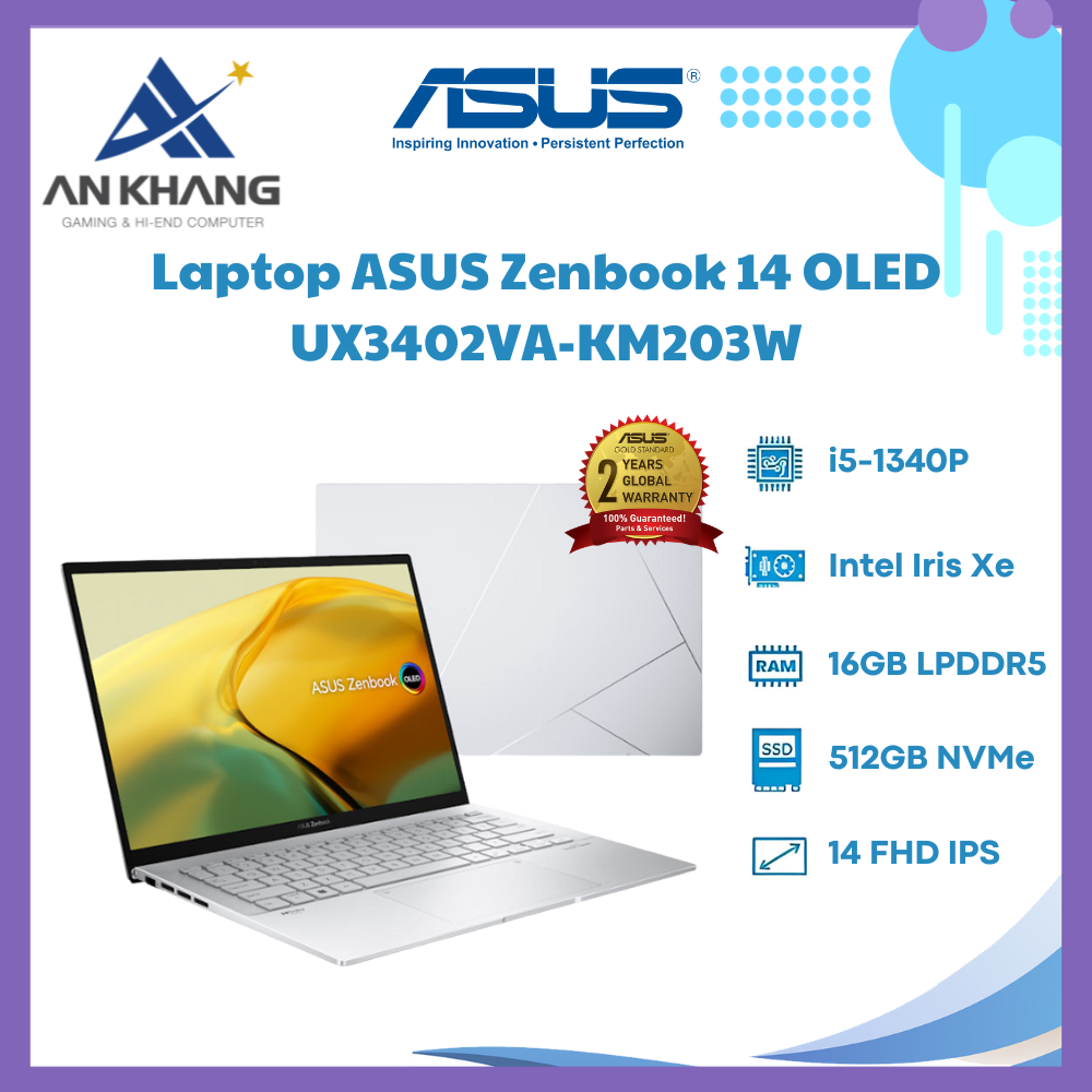 Laptop Asus Zenbook 14 OLED UX3402VA-KM203W - Hàng Chính Hãng - Bảo Hành 24 Tháng