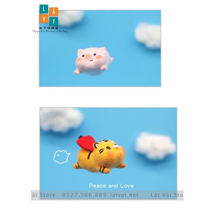 Bộ len chọc Siêu Nhân Thú Cưng, len chọc heo, kỳ lân, corgi, hổ du hành, làm móc khoá từ len, đồ handmade, quà tặng