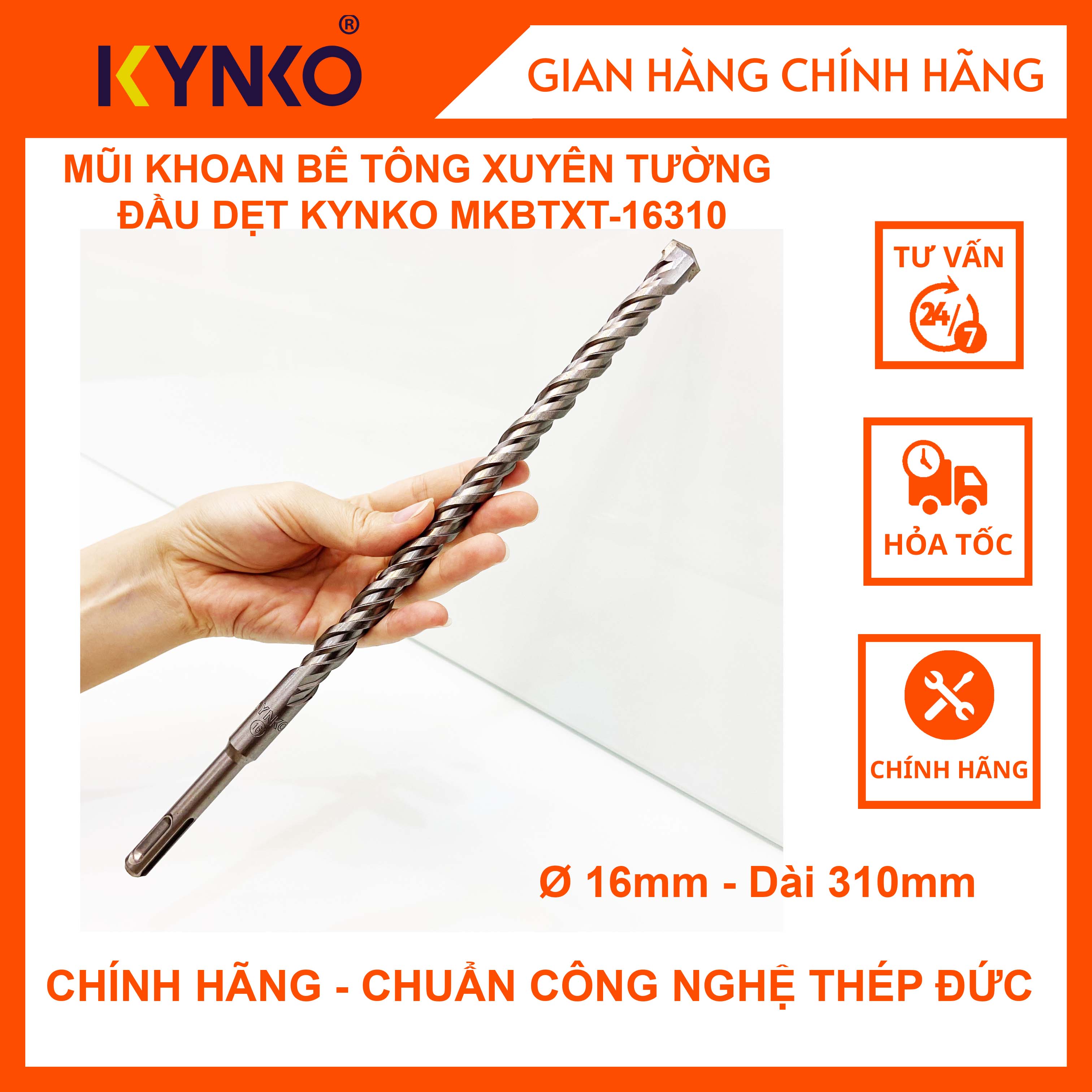 MŨI KHOAN BÊ TÔNG XUYÊN TƯỜNG ĐẦU DẸT KYNKO MKBTXT-16310 CHÍNH HÃNG GIÁ TỐT