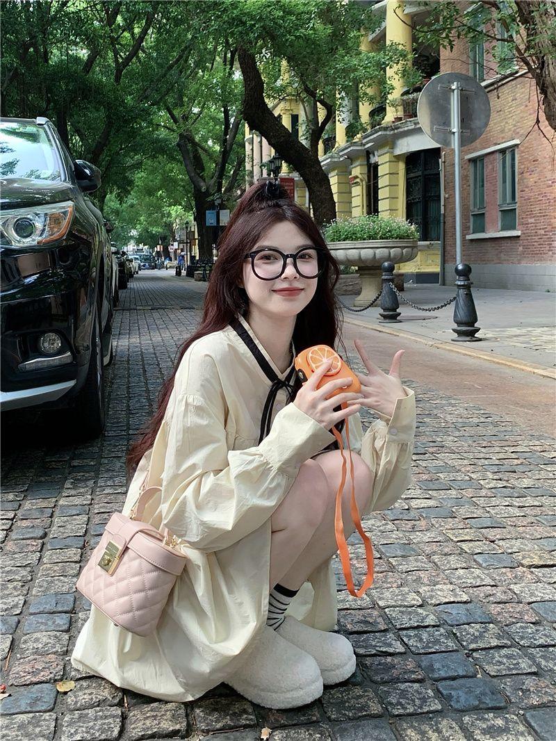 SHUANGYAN 2023 Pháp Vintage ren-up bong bóng tay áo đầm mùa xuân và mùa thu nữ dài tay áo lỏng lẻo váy ngắn ẩm ướt