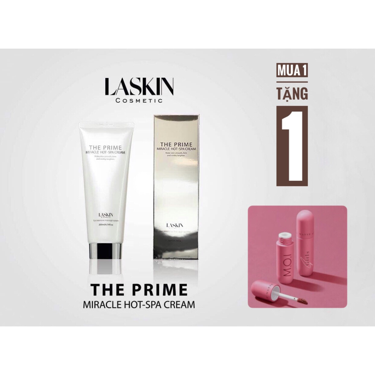 Kem tan mỡ The Prime Miracle Hot - Spa Cream + tặng kèm son kem lì M.O.I Sgirl