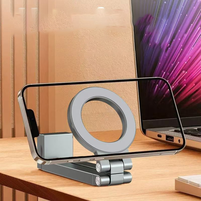 Giá đỡ kệ đỡ điện thoại từ tính gập xoay 360 độ để bàn, kẹp thành bàn, ô tô, máy bay livestream, selfile tự sướng - Hàng chính hãng