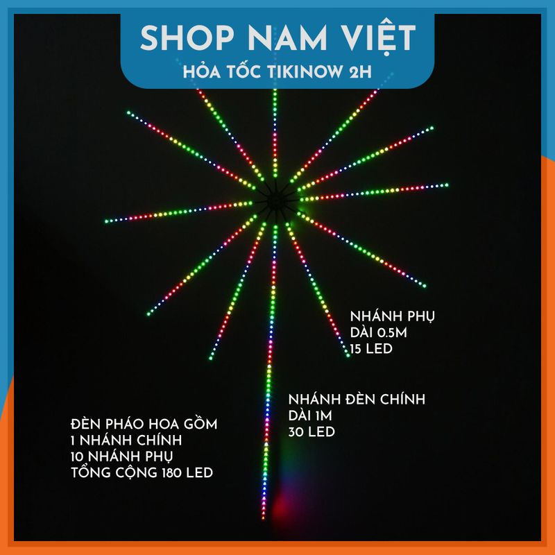 Led Firework Hiệu Ứng Tỏa Sáng Hào Quang, Cảm Ứng Nhạc, Điều Khiển App và Remote