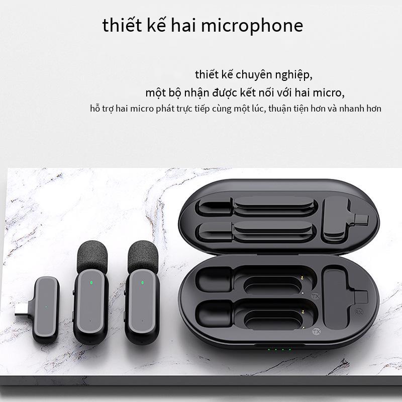 Giá ưu đãi nguồn hàng nhà máy Micro cài áo không dây 1 đổi 2 có ngăn sạc Micro thu âm phát sóng trực tiếp giảm ồn tự động K61