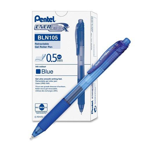 Bút Pentel Energel BLN105 nét 0.5mm mực màu xanh dạng gel bấm