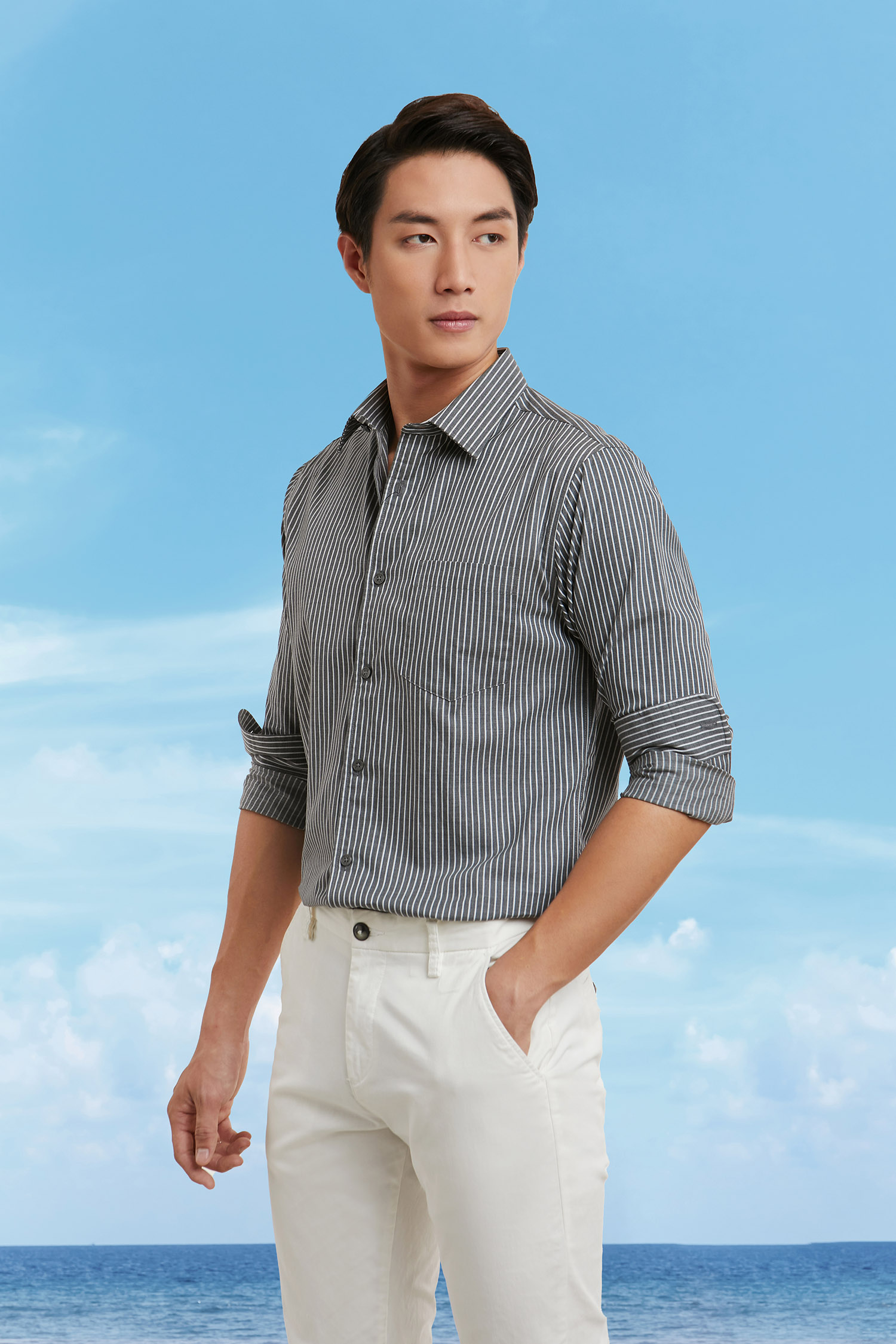 Áo Sơ Mi Sọc Tay Dài Ninomaxx Sơ Mi Phong Cách N&amp;M 2101082 - S
