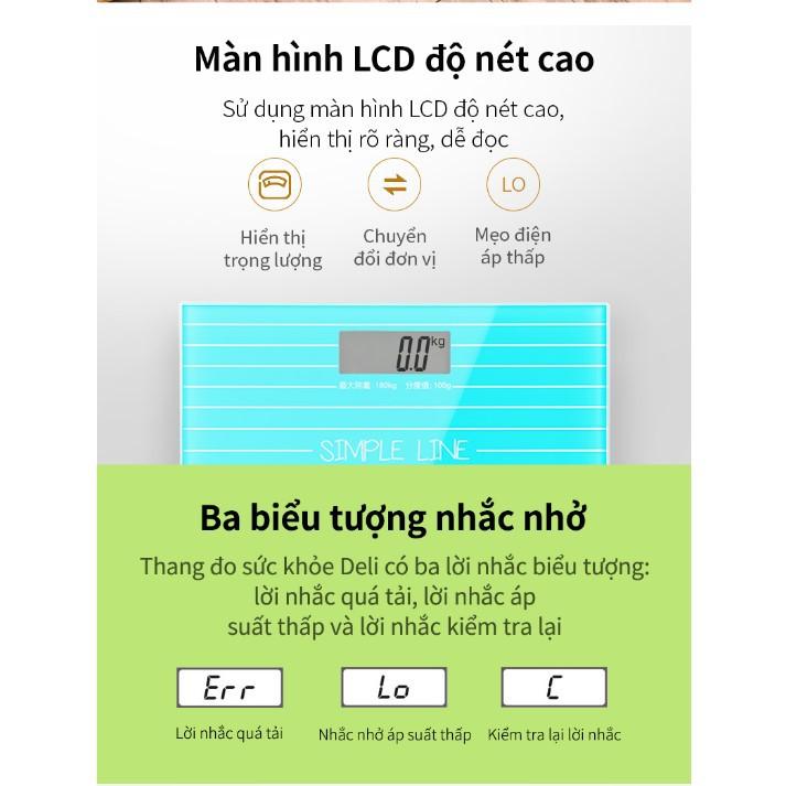 Cân sức khỏe điện tử Deli - Xanh/ Vàng - 8880