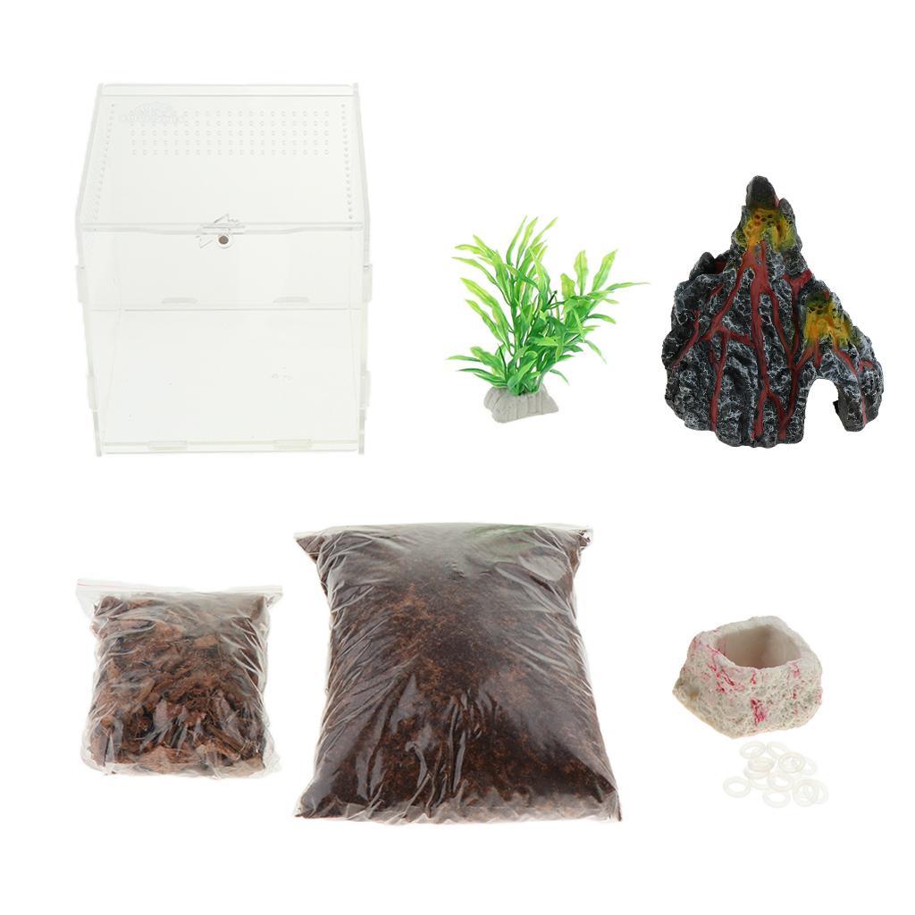 Reptiles Amphibians Habitat Terrarium Vivarium Tank Breeding Box Bark